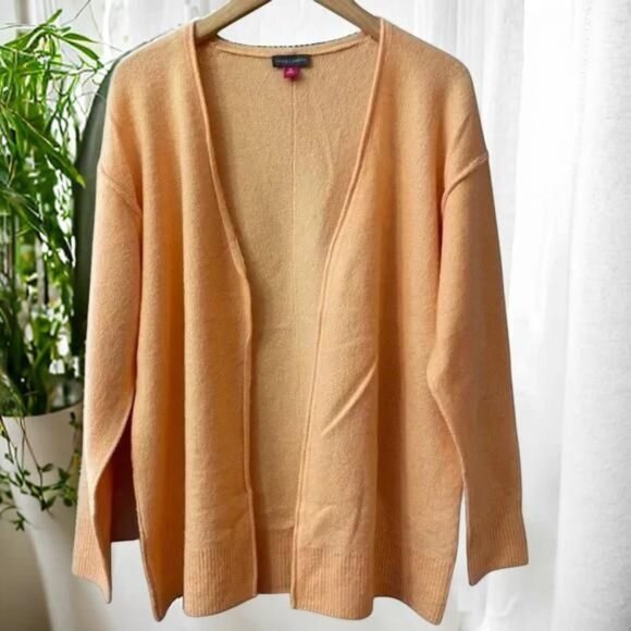 Vince Camuto Dresses & Skirts - Vince Camuto Women's Apricot Inside Out Trim Open Front Cardigan Size M NWT